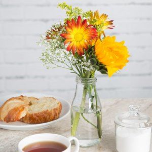 NEW Set of 2 ~ 14 oz Glass Milk Bottle with White Lid